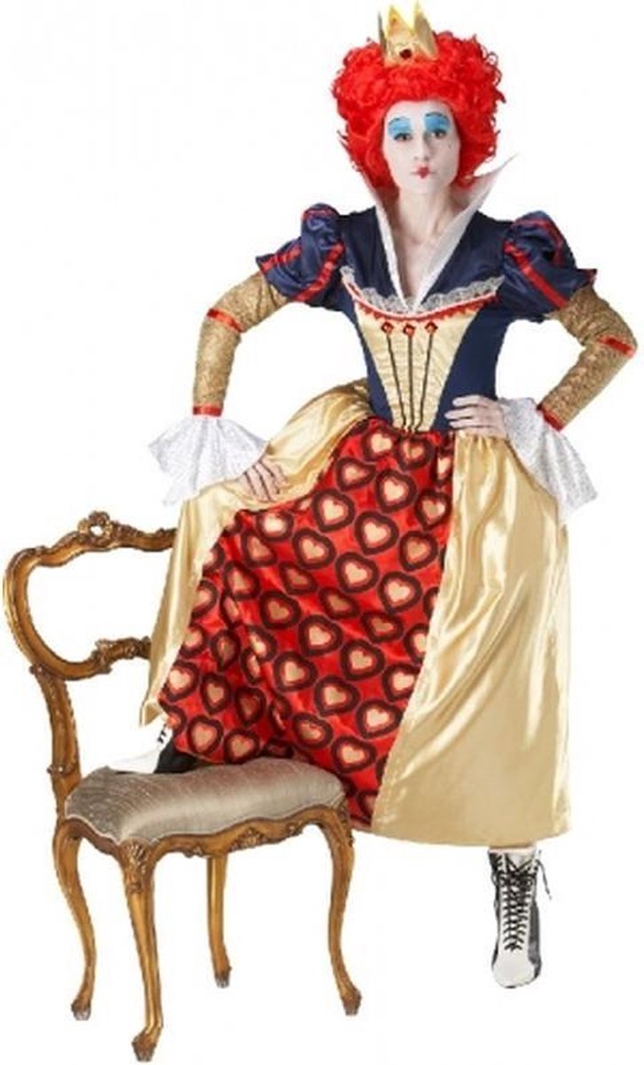 Hartenkoningin Kostuum Kinderen - Klein - Meisjes Hartenkoningin Fancy Dress Kostuum Voor Wereldboekendag Zwart-wit Panty en Pruik - Boekweek - Alice's Wonderland Hartenkoningin Jurk met Kroon