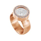 Quiges RVS Schroefsysteem Ring met Zirkonia Rosékleurig Mat 18mm met Verwisselbare Carpe Diem 12mm Mini Munt