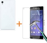 Comutter Silicone hoesje Sony Xperia Z3 wit met tempered glas screenprotector