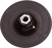 Zwarte steunschijf van 125 mm met een metalen centrale schroefdraad.