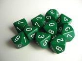 Chessex Opaque Green/white D10 Dobbelsteen Set (10 stuks)