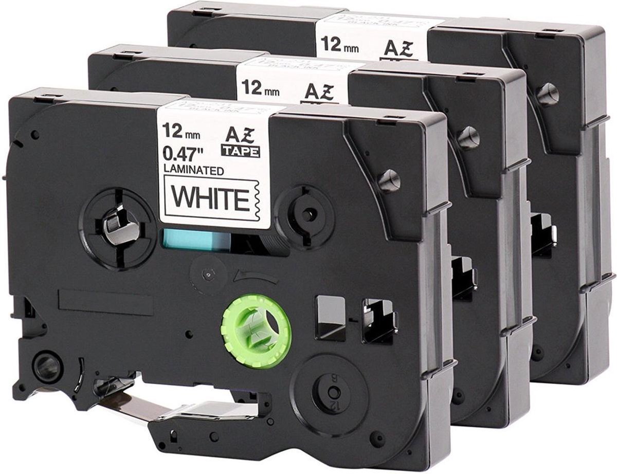 3x Brother Tze-231 TZ-231 Compatible voor Brother P-touch Label Tapes - Zwart op Wit - 12mm x 8m