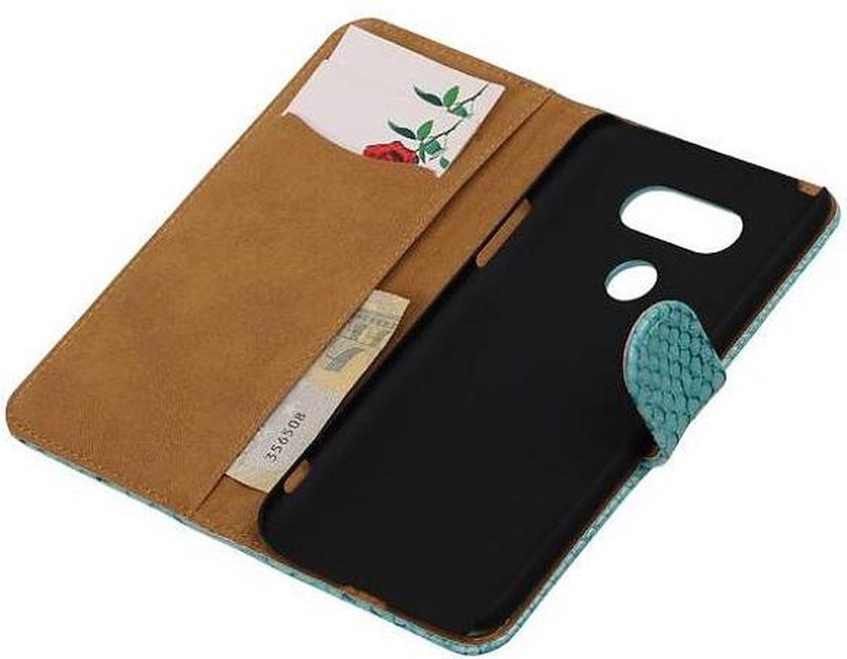 Snake Bookstyle Wallet Case Hoesje - Geschikt voor LG G5 Turquoise