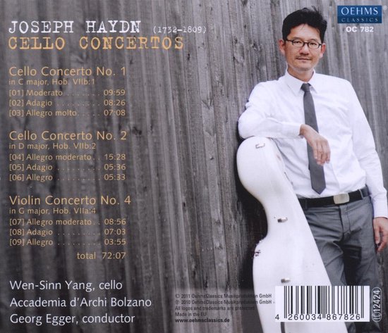 Wen-Sinn Yang, L'Accademia D'Archi Bolzano - Haydn: Cello Concertos/Violin Concerto (CD) - Wen-Sinn Yang, L'Accademia D'Archi Bolzano