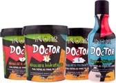 Inoar Doctor Shampoo 240ml&3x Haarmasker 450ml Keratin Argan Cacao Butter zijdig&gezond haar
