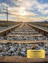 Vintage Railroad Tracks Train Locomotive Composition Notebook, Narrow Ruled