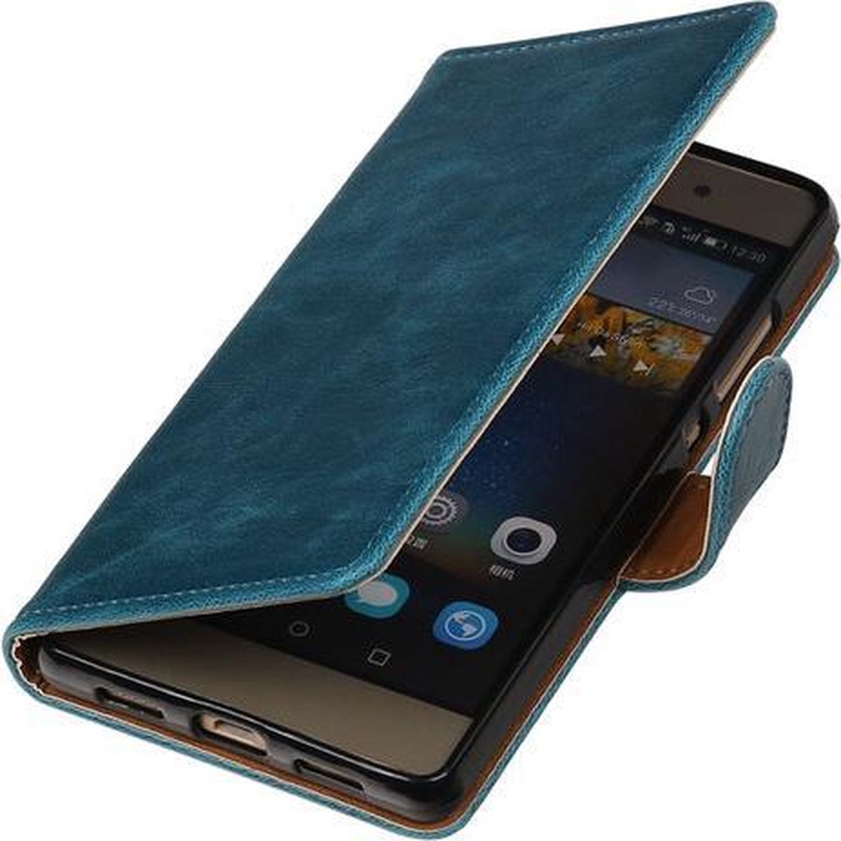 Blauw Pull-Up PU booktype wallet cover hoesje voor Samsung Galaxy S7 Plus