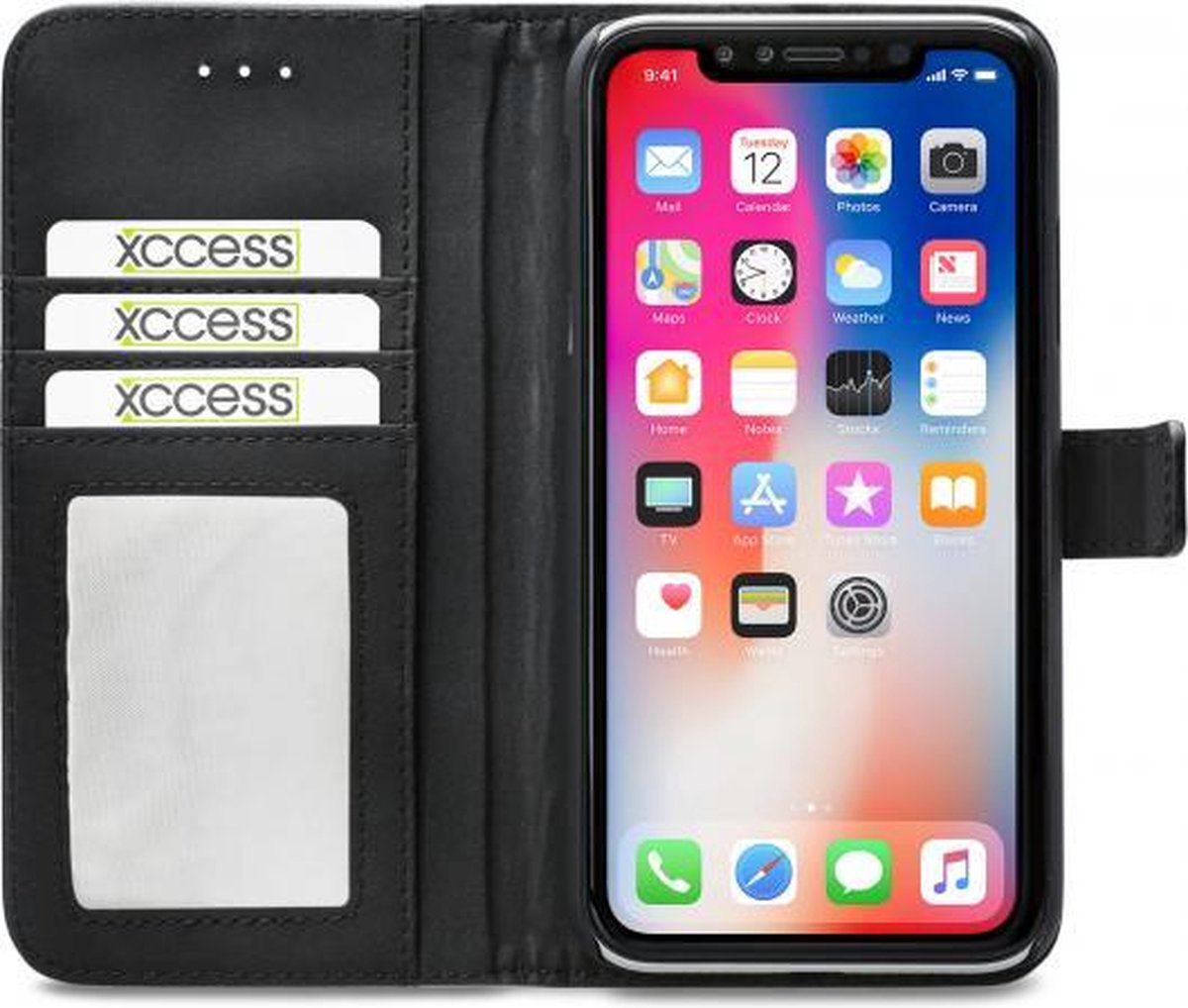 Xccess Business Book Case - Geschikt voor Apple iPhone Xs Max (6.5") - Zwart