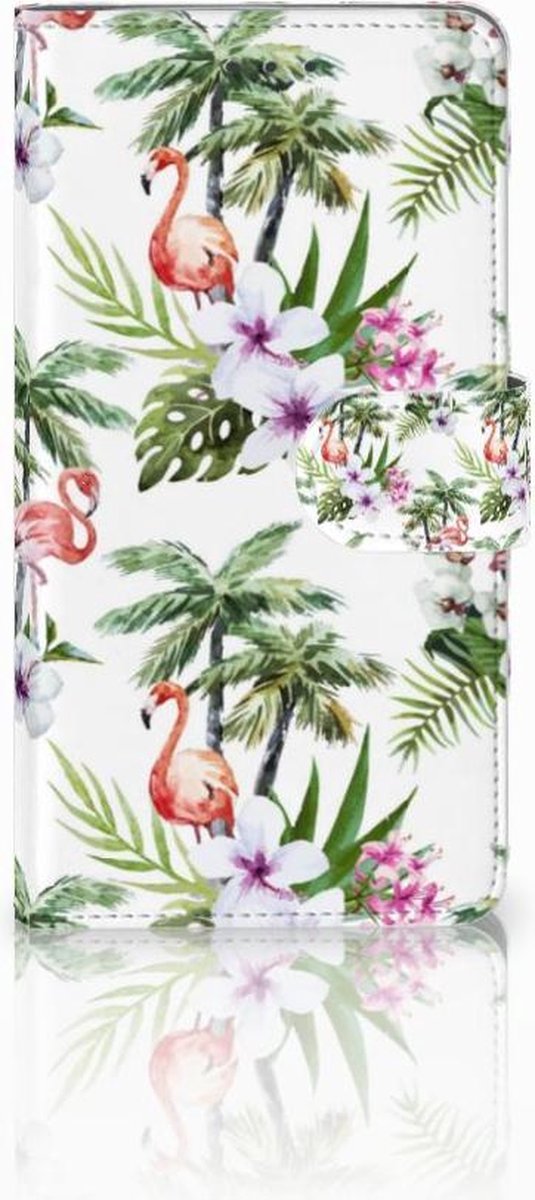Samsung Galaxy J7 2016 Telefoonhoesje met Pasjes Flamingo Palms