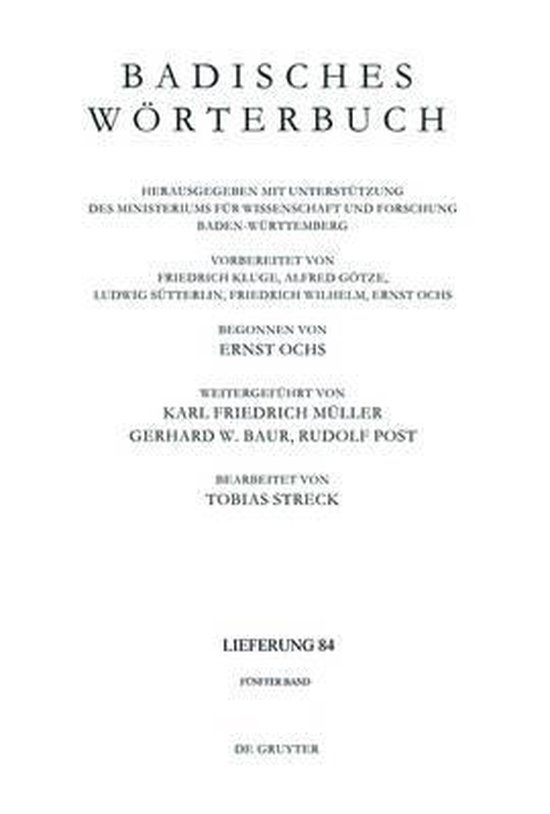 Badisches Wörterbuch. Band V/Lieferung 84 - cover