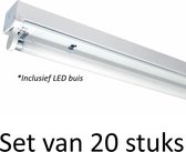 LED Buis armatuur 150cm - Enkel | Inclusief LED buis - Warm wit (Set van 20 stuks)