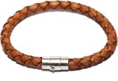 Armband mannen - armband heren leer - Cognac - Maat S