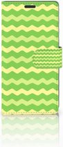 Sony Xperia Z3 Bookcase Hoesje Design Waves Green
