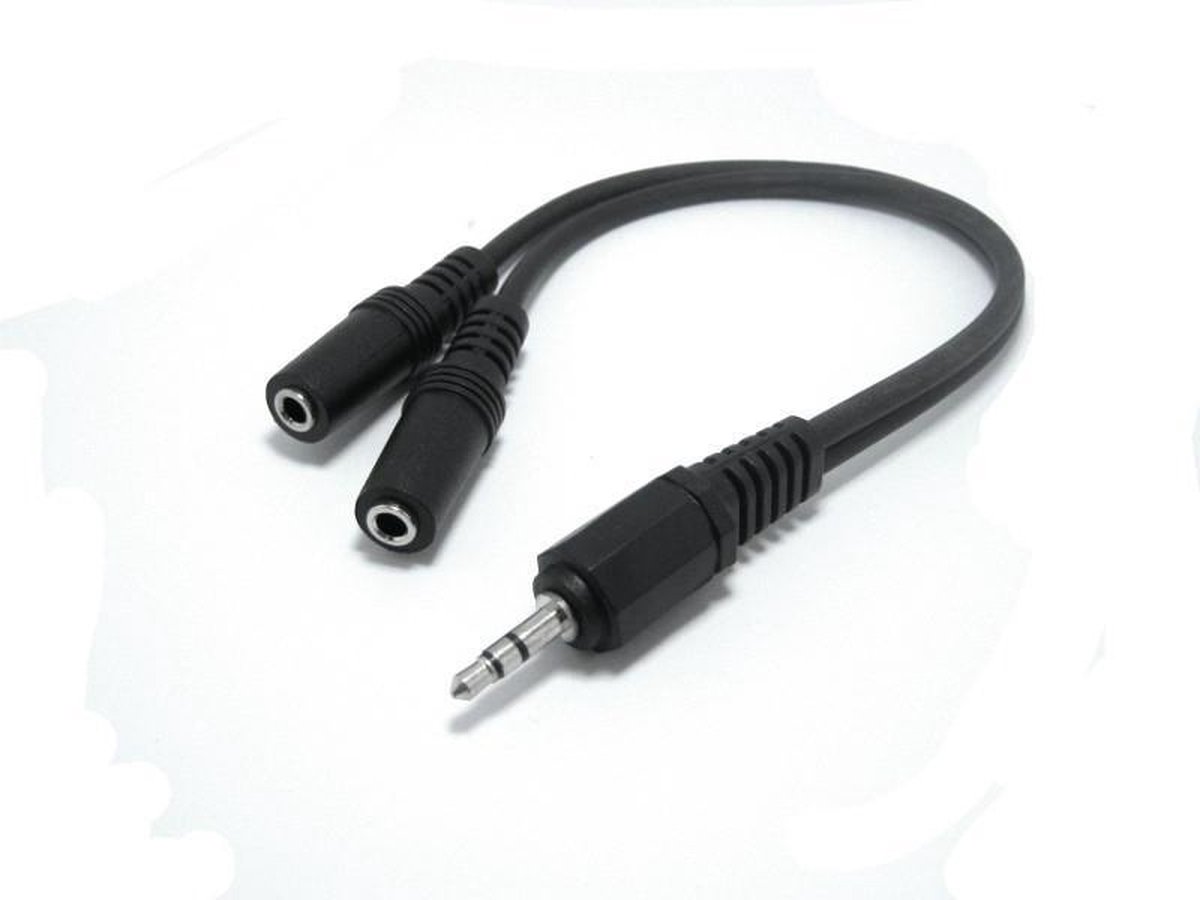 Hoofdtelefoon - koptelefoon splitter van 1x 3.5mm naar 3.5mm zwart