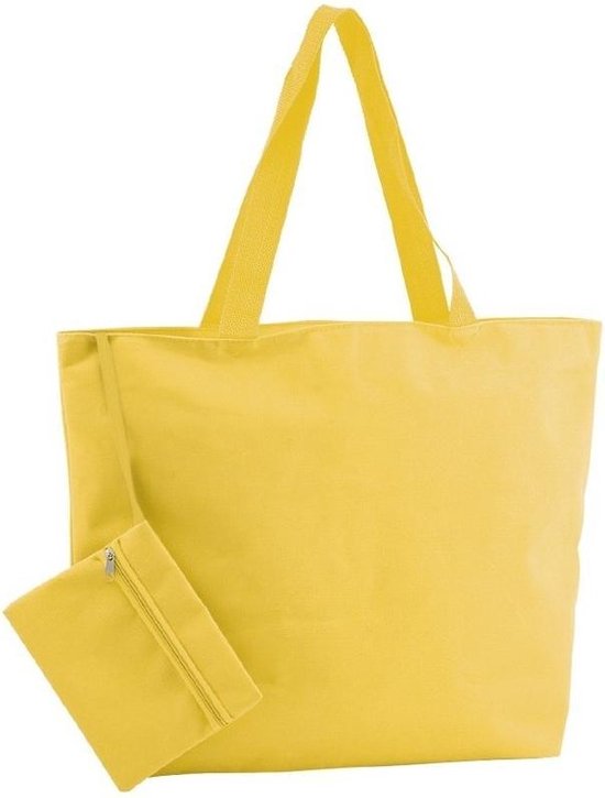 Triviaal bevind zich Afstoting Polyester gele shopper/boodschappen tas 47 cm - Stevige boodschappentassen/ shopper bag... | bol.com
