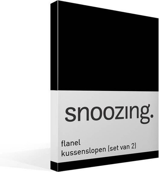 Snoozing - Flanel - Kussenslopen - Set van 2 - 50x70 cm - Zwart