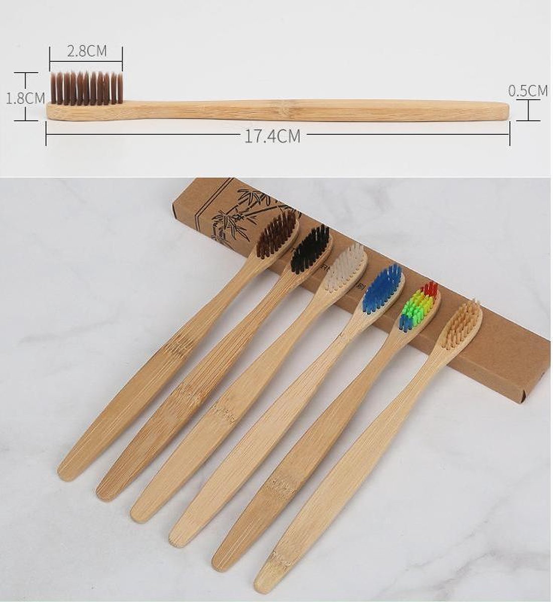 Goedkoopste KELERINO. Bamboe Tandenborstel Zacht/medium - 4 stuks - 4 verschillende kleuren