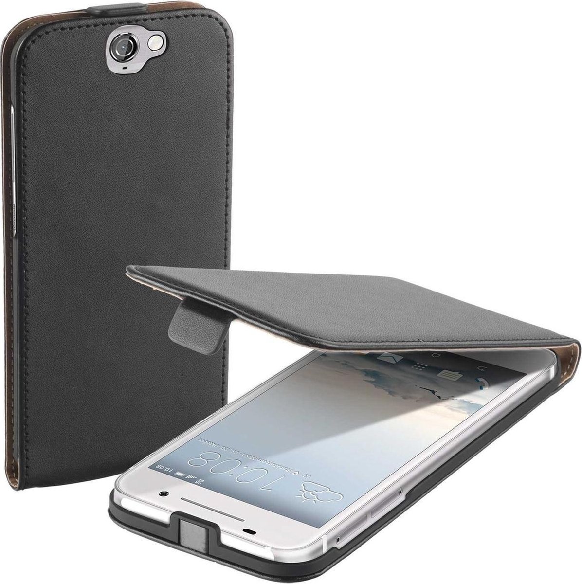 Lelycase zwart eco leather flipcase HTC One A9 hoesje
