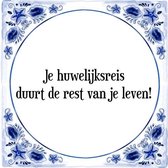 Tegeltje met Spreuk (Tegeltjeswijsheid): Je huwelijksreis duurt de rest van je leven! + Kado verpakking & Plakhanger