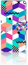 Samsung Galaxy A6 Plus 2018  Bookcase Hoesje Design Blocks Colorful