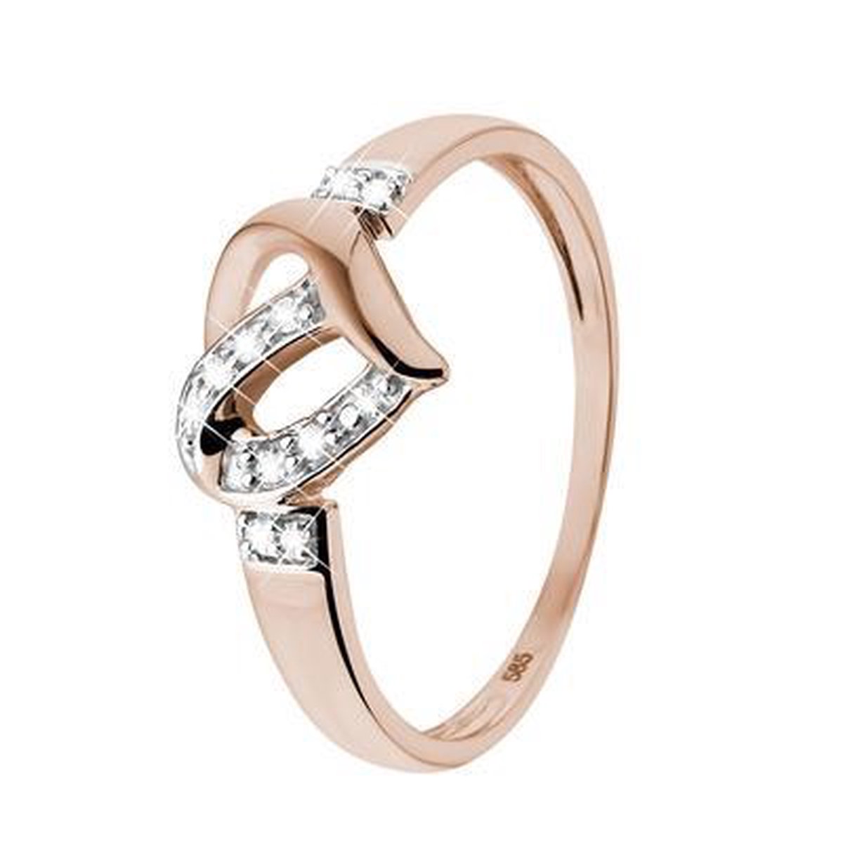 Lucardi - Diamond Luxury - Rose gouden ring met diamanten hart | bol.com