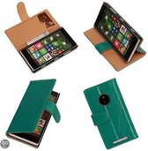 Étui livre / portefeuille / couverture en cuir PU vert Nokia Lumia 830