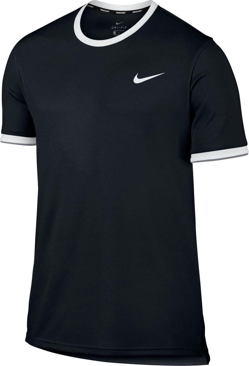 Nike Court Dry Tennis Shirt Heren Sportshirt Maat L Mannen zwart