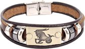Montebello Armband Steenbok - Leer - Messing - Staal - Horoscoop - 19cm