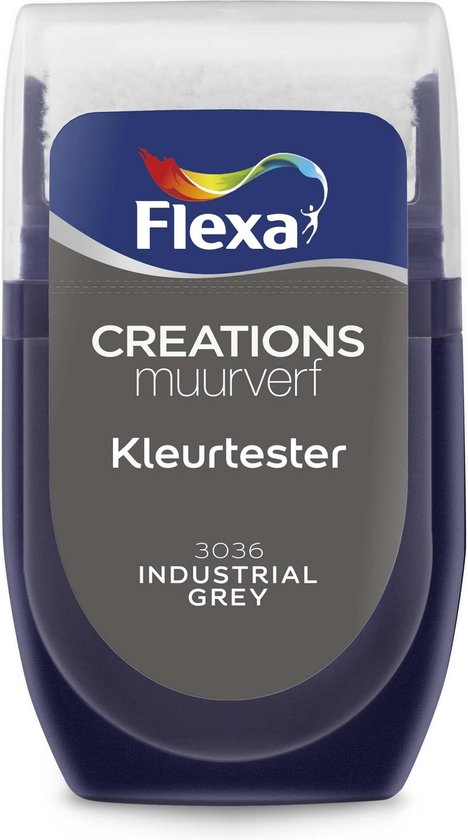 gas Rustiek speling Flexa Creations Muurverf Tester 3036 Industrial Grey 30ml | bol.com