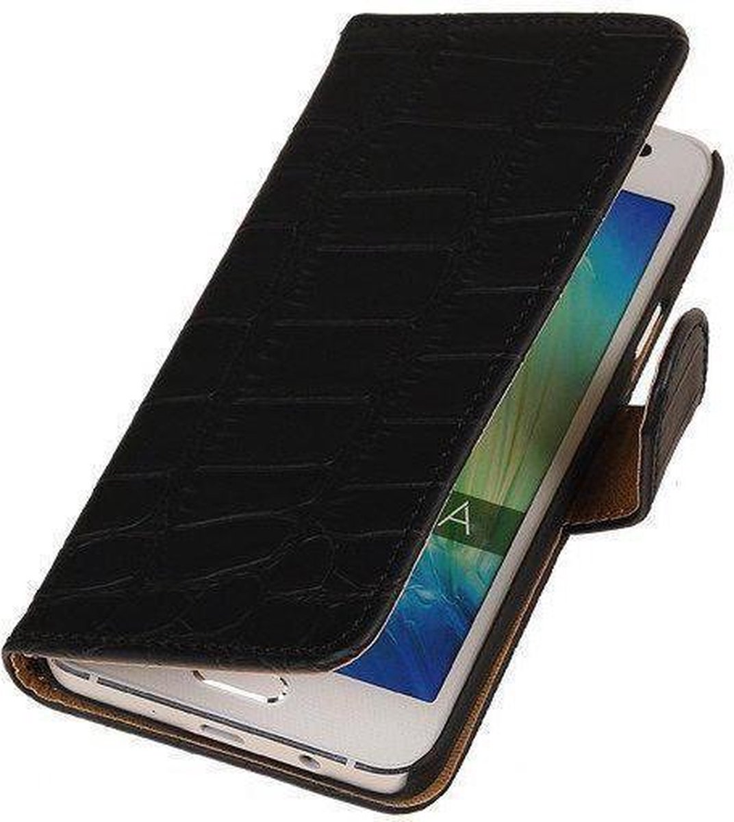 Croco Zwart HTC Desire Eye Hoesjes Book/Wallet Case/Cover