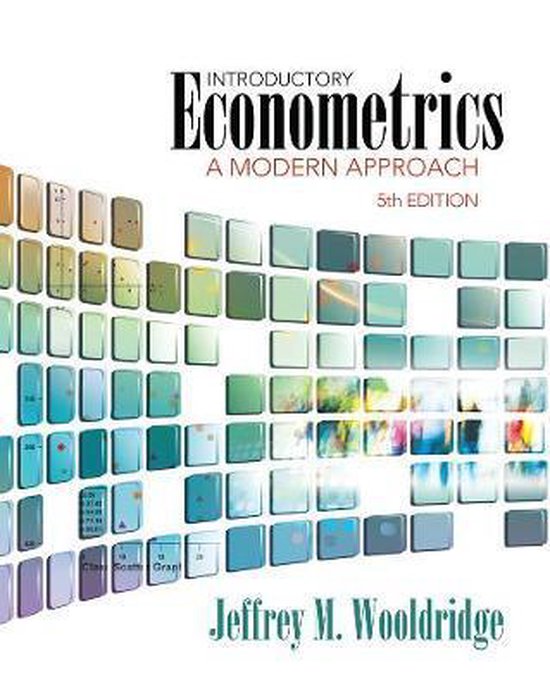 Couverture du livre "Introductory Econometrics: A Modern Approach" 5e édition, avec un motif de carrés colorés.
