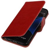 Zakelijke Book Case Telefoonhoesje Geschikt voor de Samsung Galaxy S7 Edge G935F - Portemonnee Hoesje - Pasjeshouder Wallet Case - Rood