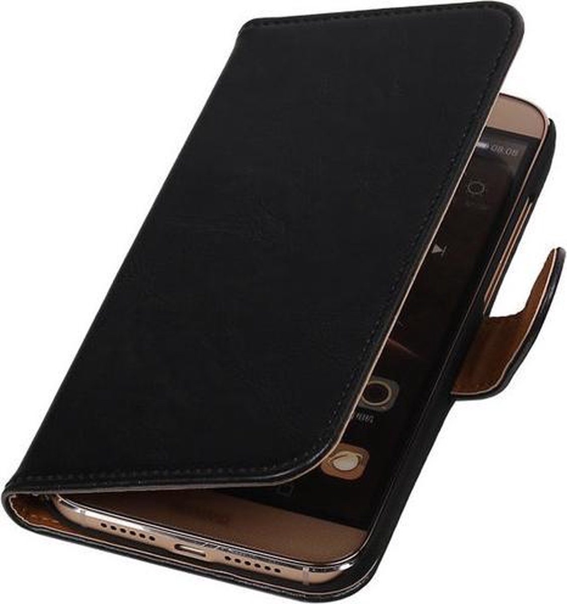 Zwart Pull-Up PU Hoesje Huawei G8 Booktype Wallet Cover