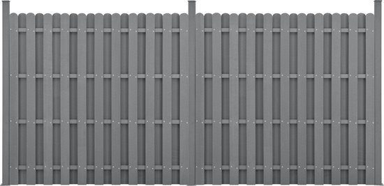 Panneau de clôture WPC 11 planches avec poteaux 185x376 cm gris