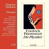 Boek "Die Physiker" van Friedrich Dürrenmatt, met artwork van een vrouw in een jurk met stippen.