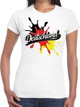 Deutschland/Duitsland landen t-shirt spetter wit voor dames - supporter/landen kleding Duitsland S