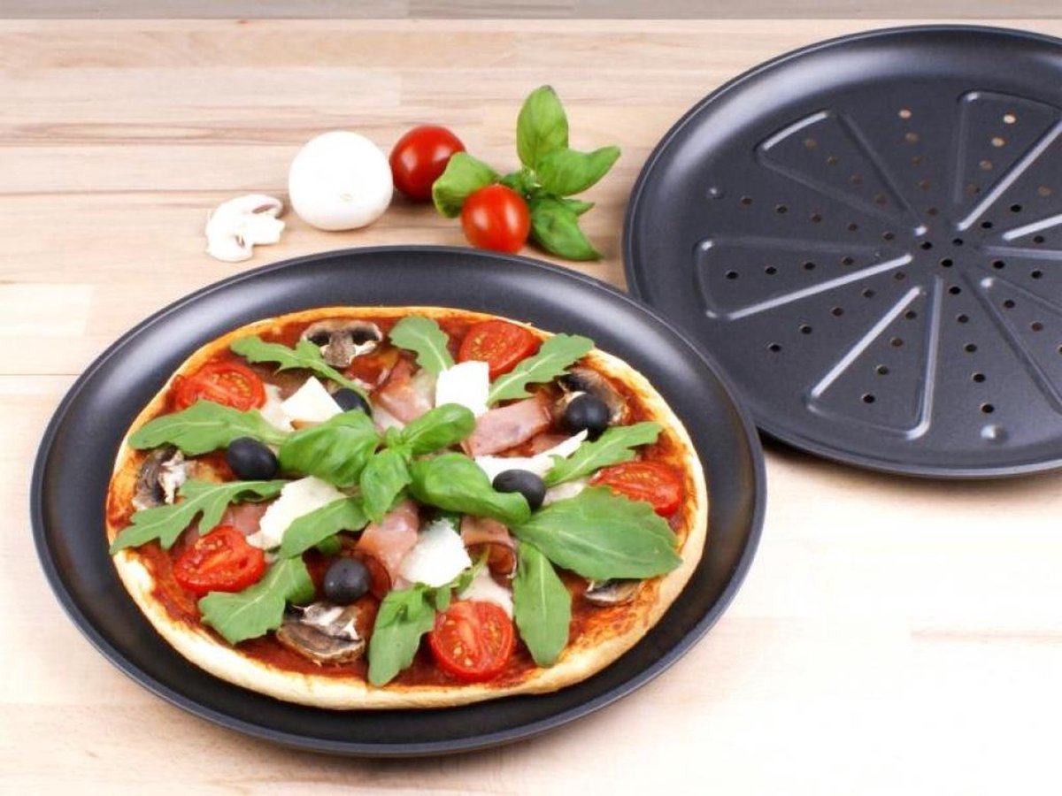 2 Stuks Pizza Blik Bakblik |Pizzaplaat | Non stick Pizzablik | 28cm voor in de oven