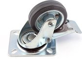 Tooltech Zwenkwiel Ø 80 mm. met Rollagers en Rem - Grijs Rubber - Maximale Belasting 60 kilo