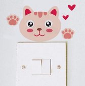 Poes / kat schattig cute baby kinderkamer wand decoratie lichtknop muur sticker muursticker