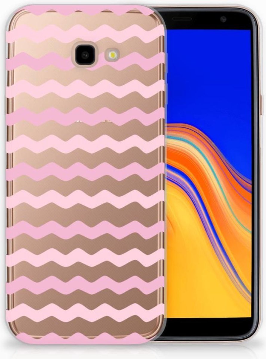 Back Cover voor Samsung Galaxy J4 Plus (2018) TPU bumper Waves Roze