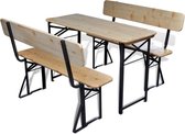 Biertafel met 2 bankjes inklapbaar 118 cm naaldhout (incl. Fleecedeken)