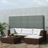 Loungeset poly rattan bruin 14-delig  (incl. Fleecedeken)