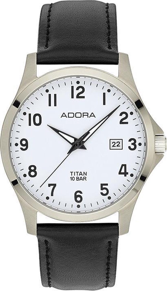 Titanium heren horloge met datum-Leren band-AB6343