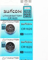 Suncom CR1620 Knoopcel Batterijen - (5 stuks) CR1620, 5009LC, L08, ECR1620, Citizen 280-208, Seiko SB-T17, Timex EA, Univer Cel 567, DL1620, ECR1620, BR1620, 280-208, DL1620B, BR1620-1W, CR16