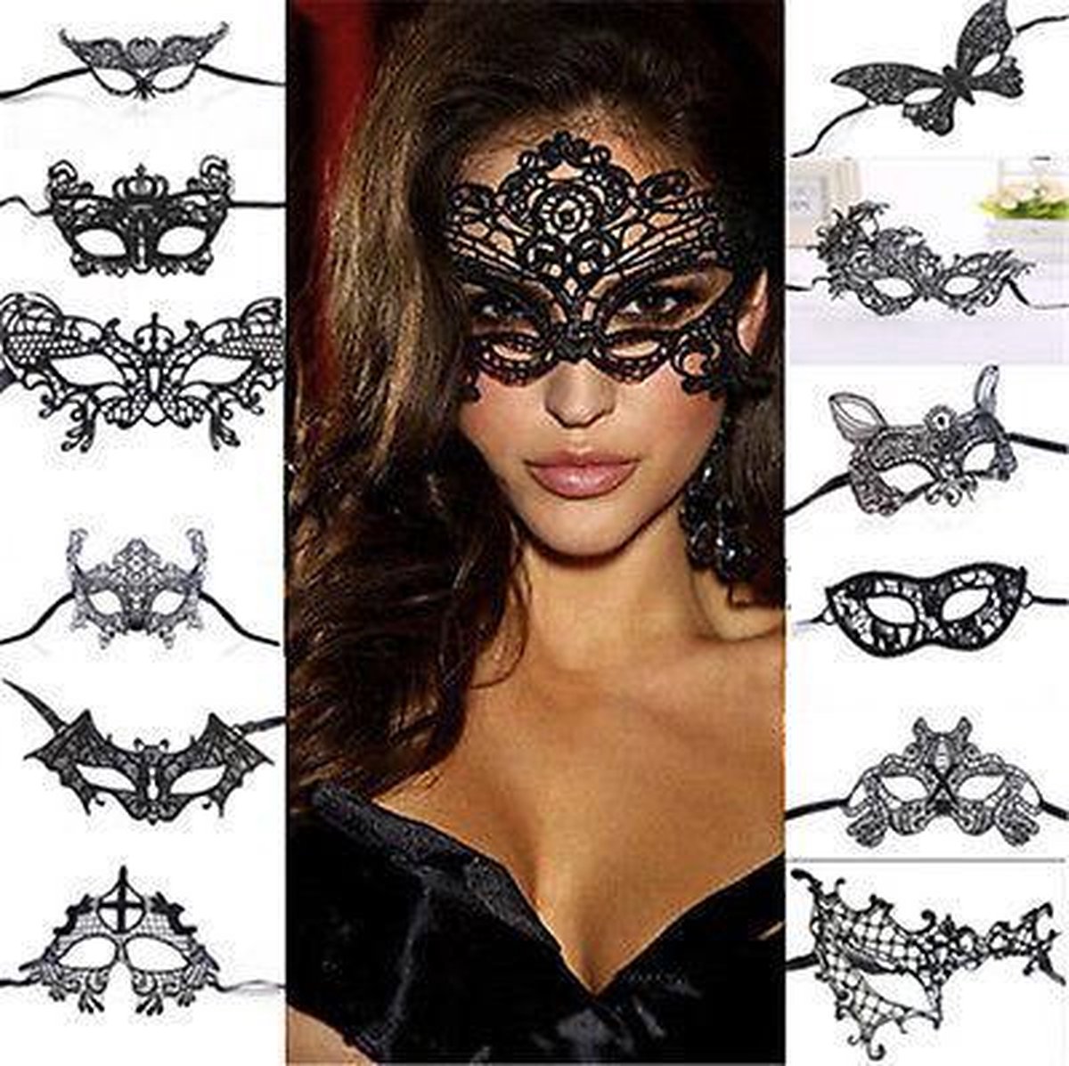 1 STKS Zwarte Vrouwen Sexy Kant Oogmasker Party Maskers Voor Maskerade  Halloween... | bol.com