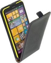 LELYCASE Lederen Flip Case Cover Hoesje Nokia Lumia 1320 Zwart