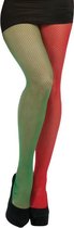Collants résille rouge / vert pour femme