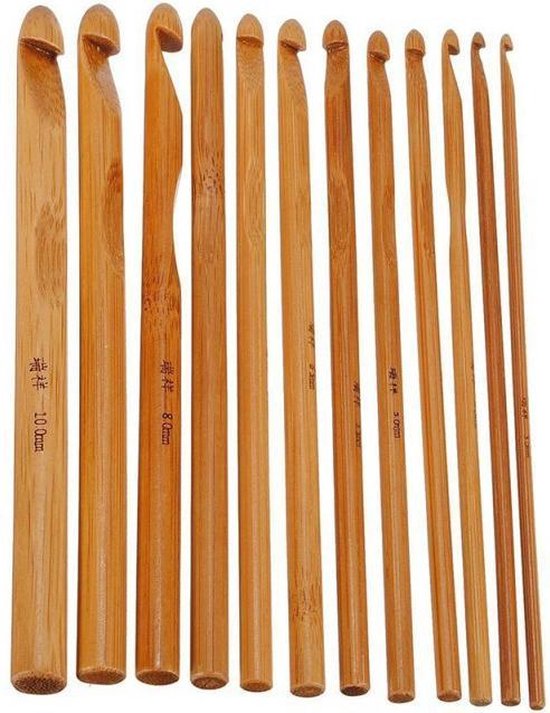 12 Bamboe haaknaalden in verschillende maten en ergonomisch | bol.com
