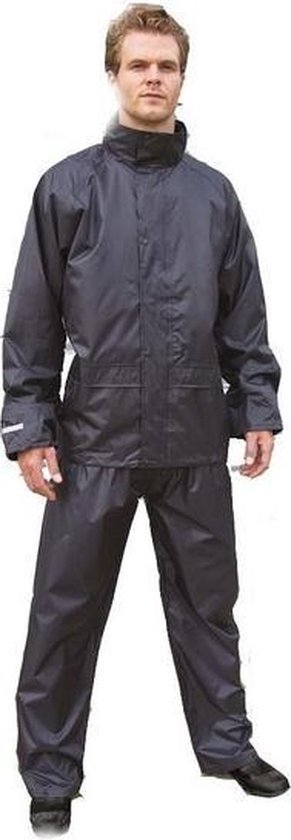 Luxe regenpak lichtgewicht zwart grote maten voor volwassenen - Regenjas / regenbroek - Regenkleding plus size 3XL