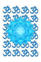 Blue Glass Lotus Flower Drawing With Om Pattern